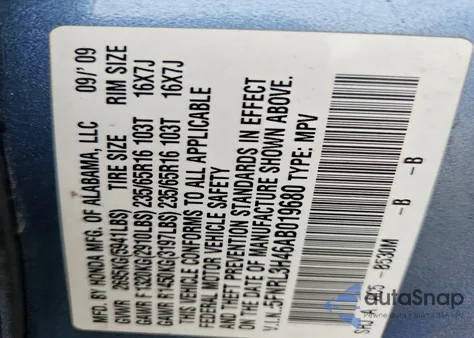 2010 Honda Odyssey Ex z USA, uszkodzony, nr VIN 5FNRL3H46AB019680